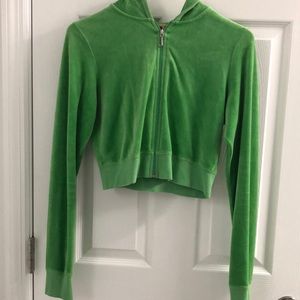 Juicy Couture cropped hoodie, size M, green color.